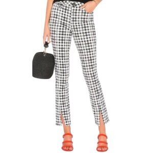 Paige Black & White Gingham Print Hoxton Straight Ankle Split Hem Pants Size 29